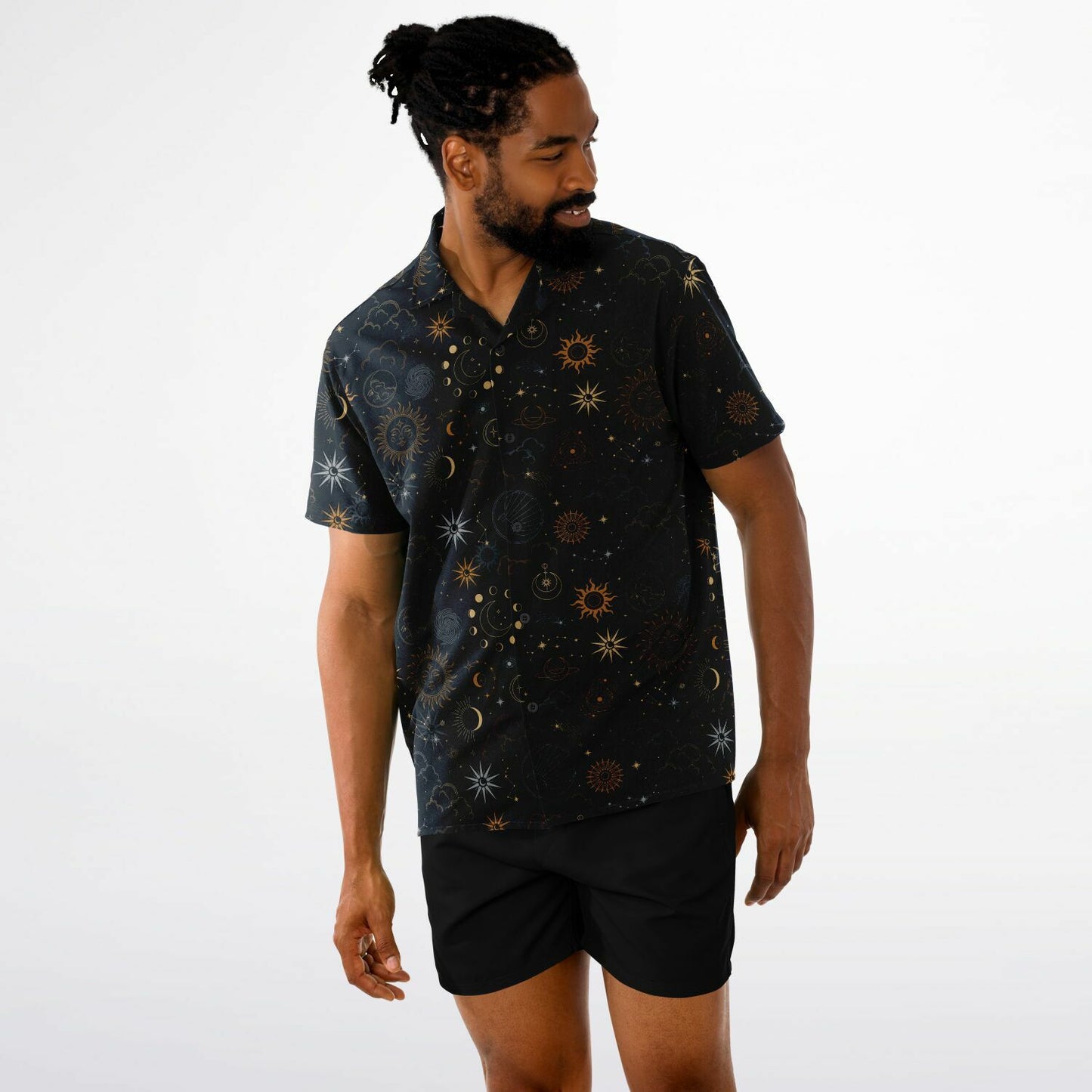 Celestial Short Sleeve Button-Down Comfort Shirt