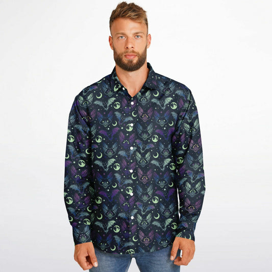 Creepy Bats Long Sleeve Button Up Shirt - NeoSkull