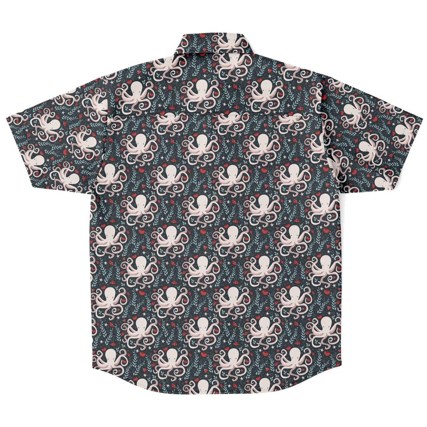 Octopus and flowers Short Sleeve Button Up Shirt