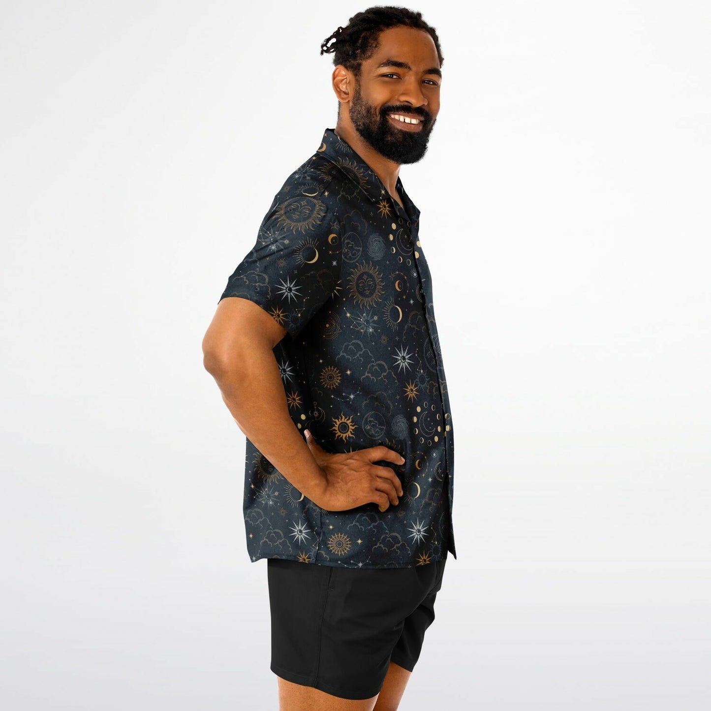 Celestial Short Sleeve Button-Down Comfort Shirt