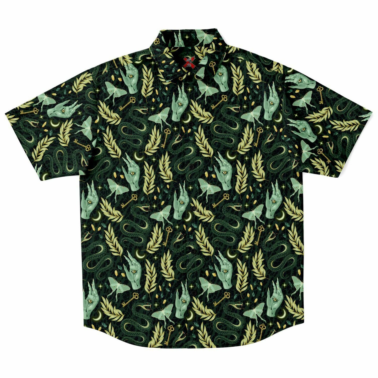 Green mystery Short Sleeve Button-up Shirt