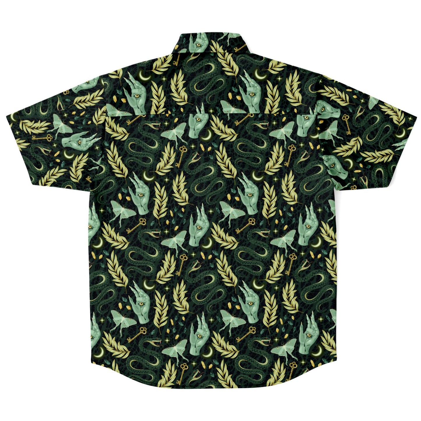 Green mystery Short Sleeve Button-up Shirt