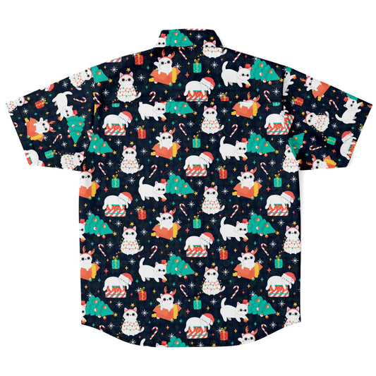Christmas's Cats Short Sleeve Button-up Shirt - NeoSkull