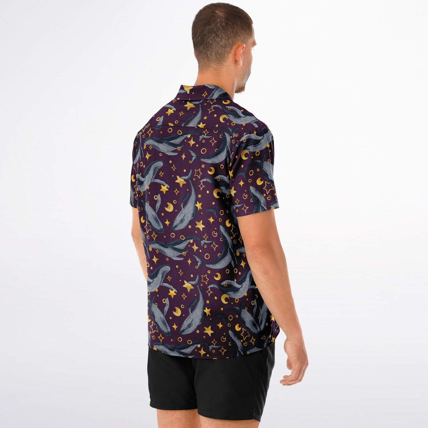 Star Whales Short Sleeve Button-Down Comfort Shirt