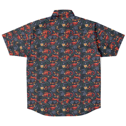 Red Monkeys Short Sleeve Button-Up Shirt - NeoSkull