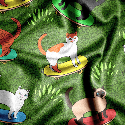 Сats Skateboarders Short Sleeve Button-up Shirt - NeoSkull