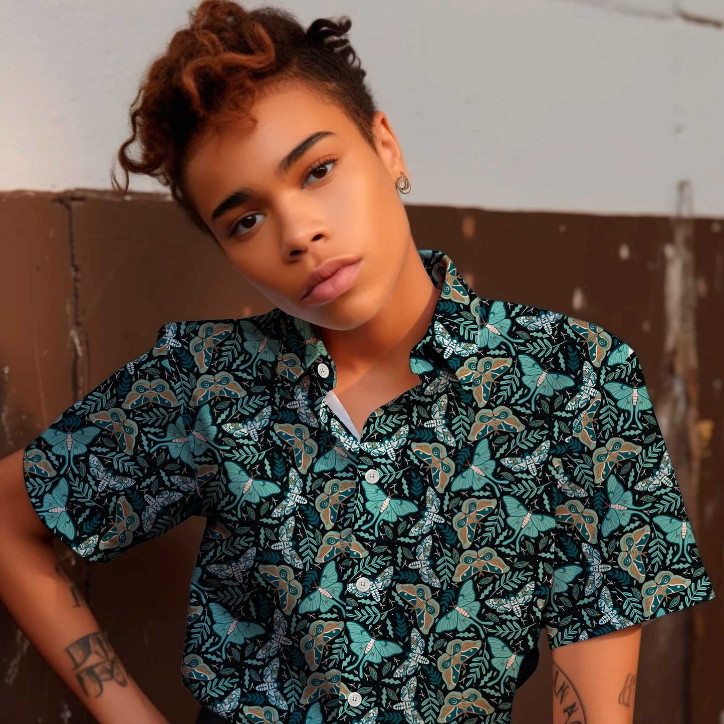 Cottage-core butterflies short sleeve button-up shirt - NeoSkull