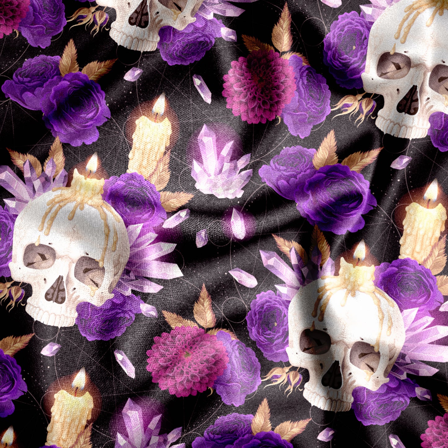 Crystal Skull and roses Long Sleeve buttun-up shirt