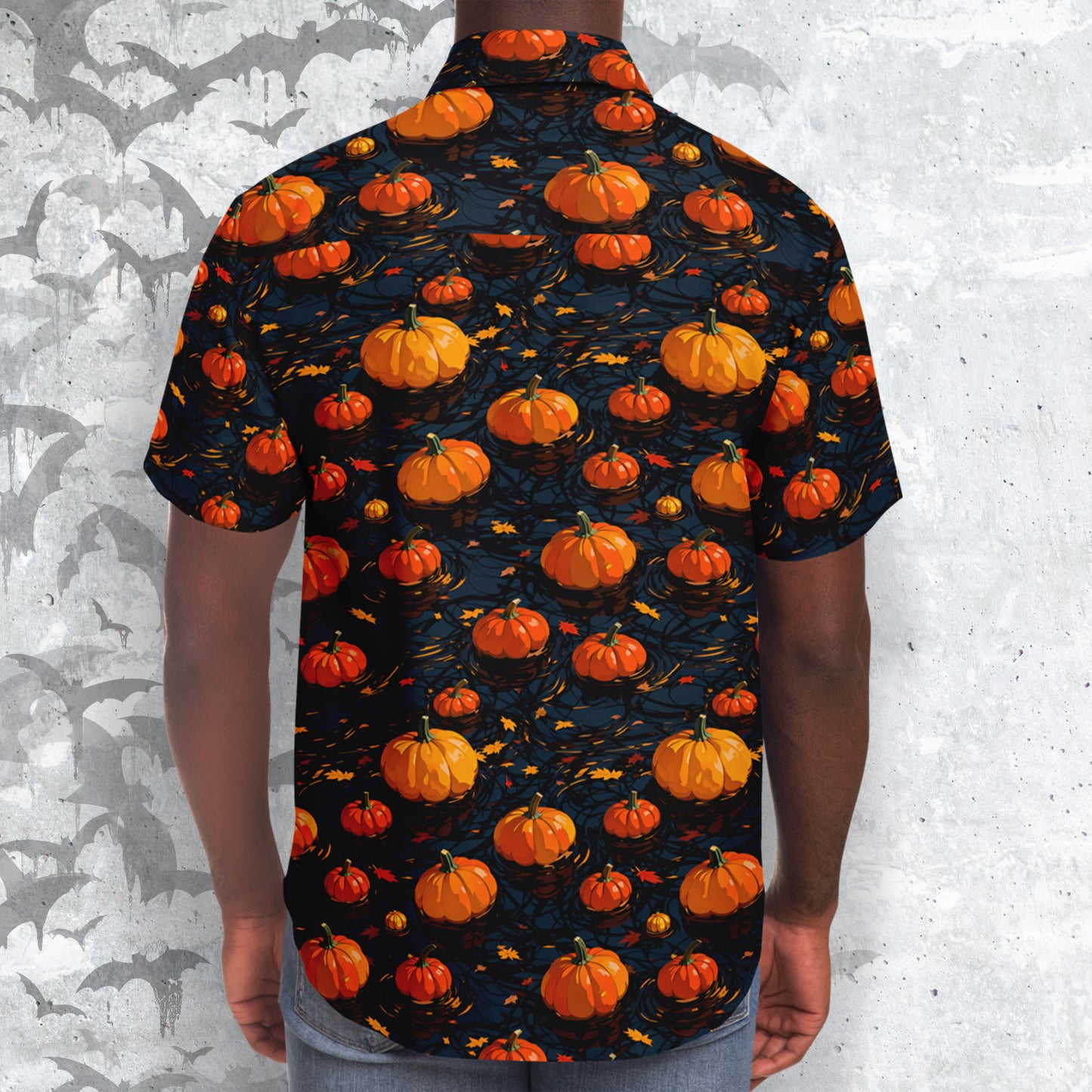Floating Halloween Short Sleeve Button-up Shirt