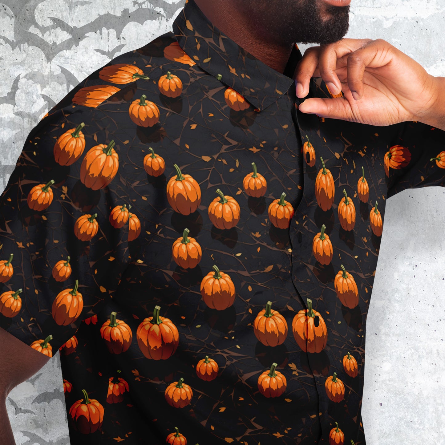 Halloween Fiest Short Sleeve Button-up Shirt