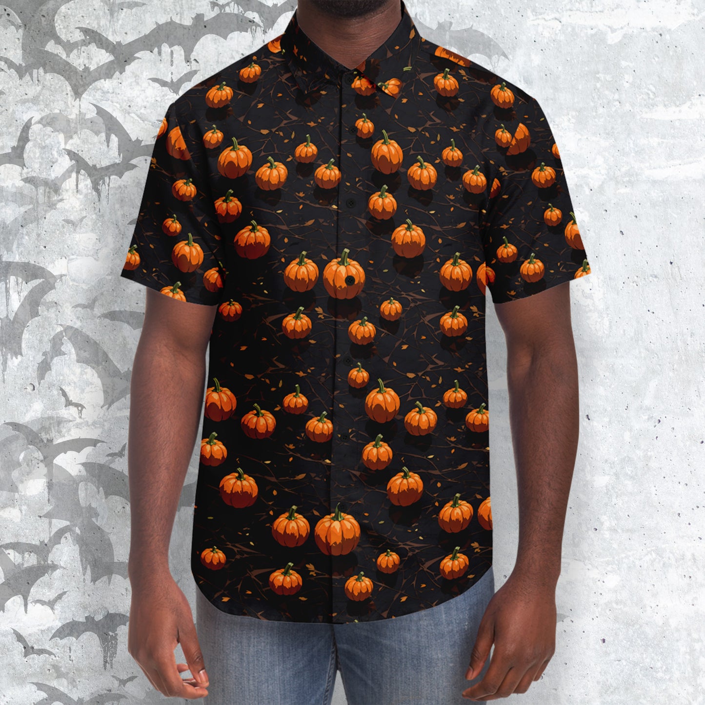 Halloween Fiest Short Sleeve Button-up Shirt
