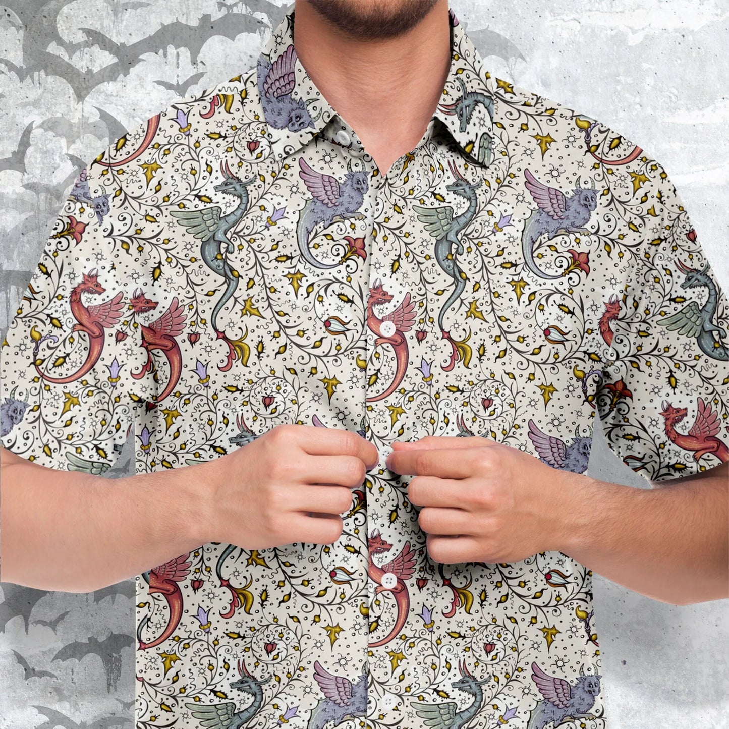 Medieval short sleeve button-up shirt