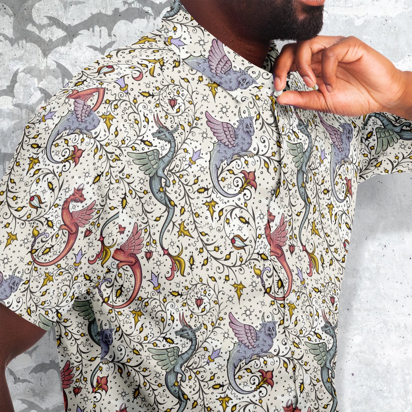 Medieval short sleeve button-up shirt