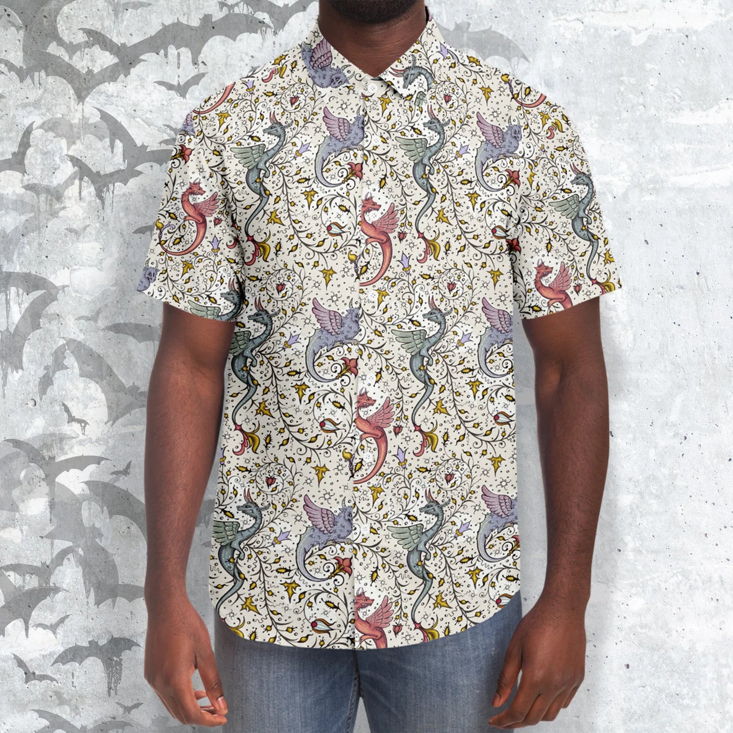 Medieval short sleeve button-up shirt
