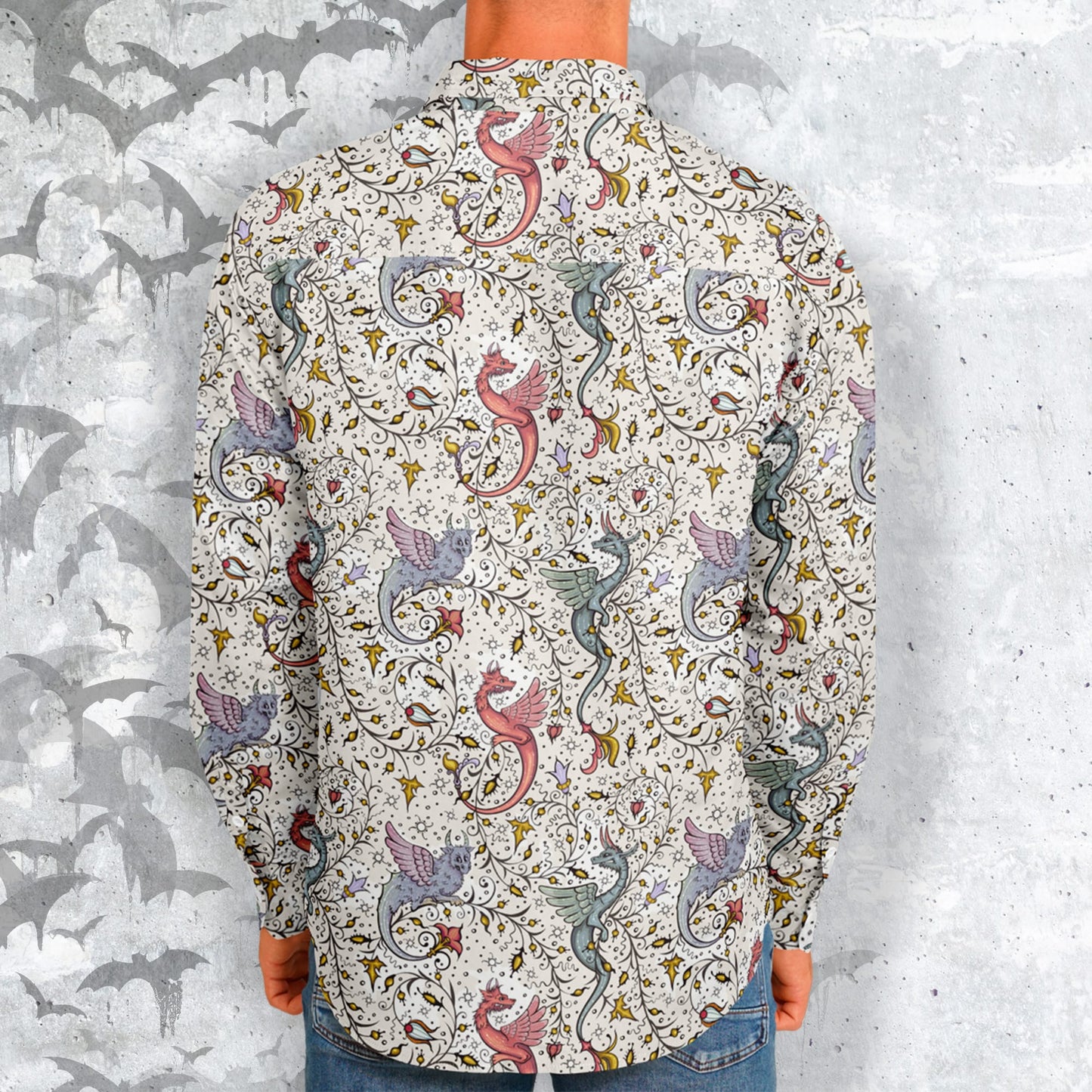 Medieval dragons Long Sleeve Button Shirt