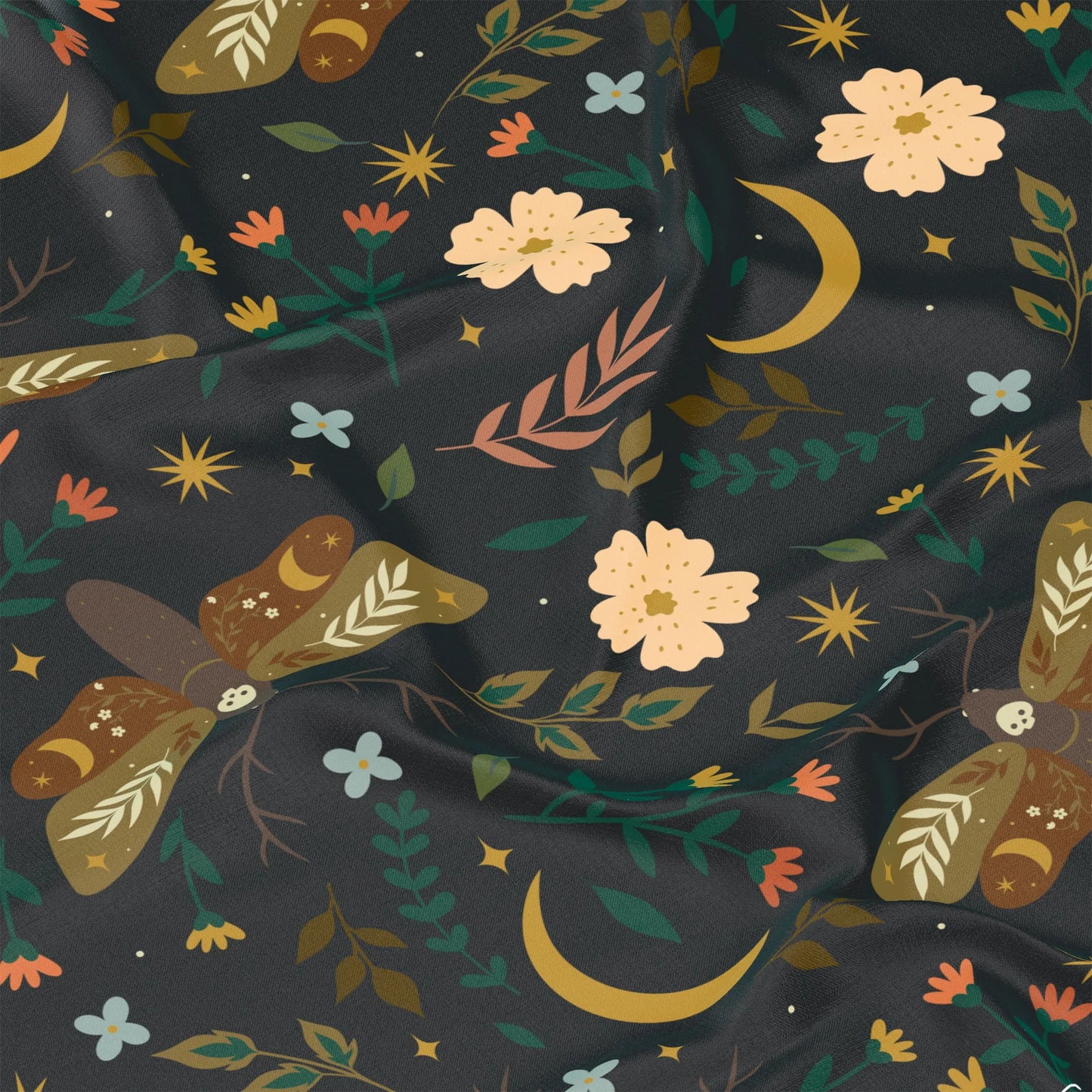 Moths and flowers short sleeve button-up shirt