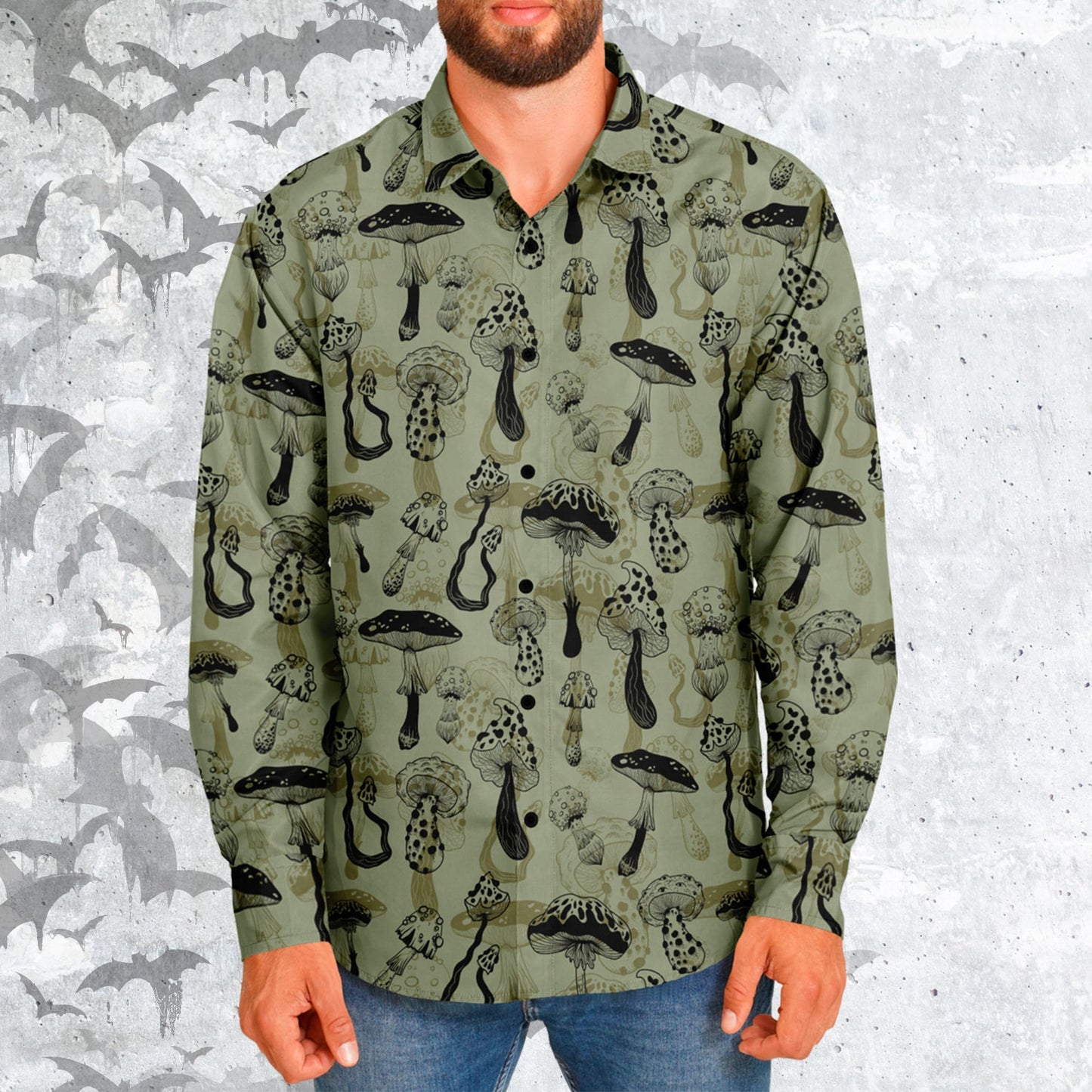 Mushroom warrior Long Sleeve Button Shirt