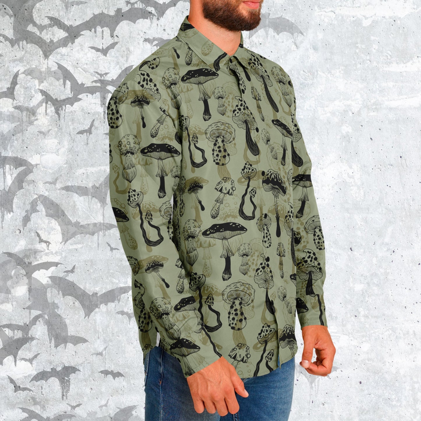 Mushroom warrior Long Sleeve Button Shirt