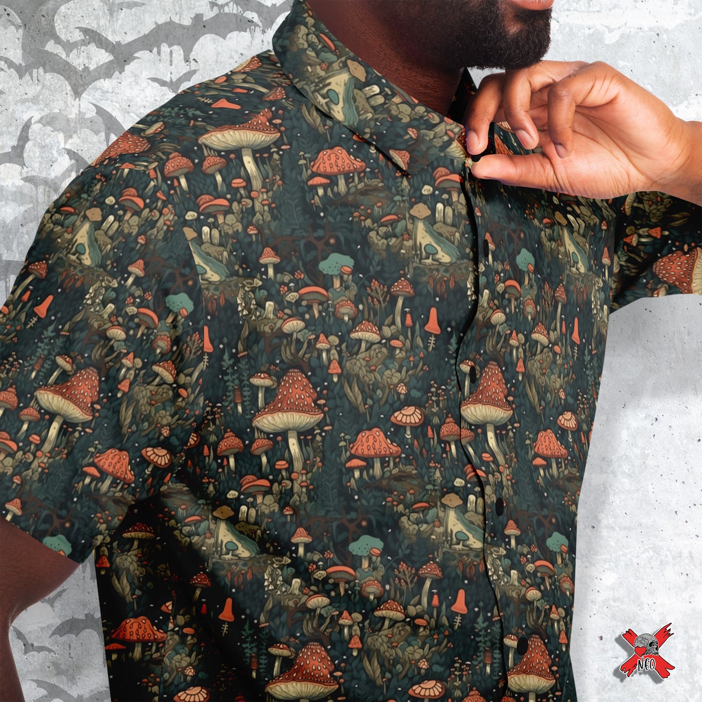 Scandinavian Forest Short Sleeve Button Down-up Shirt