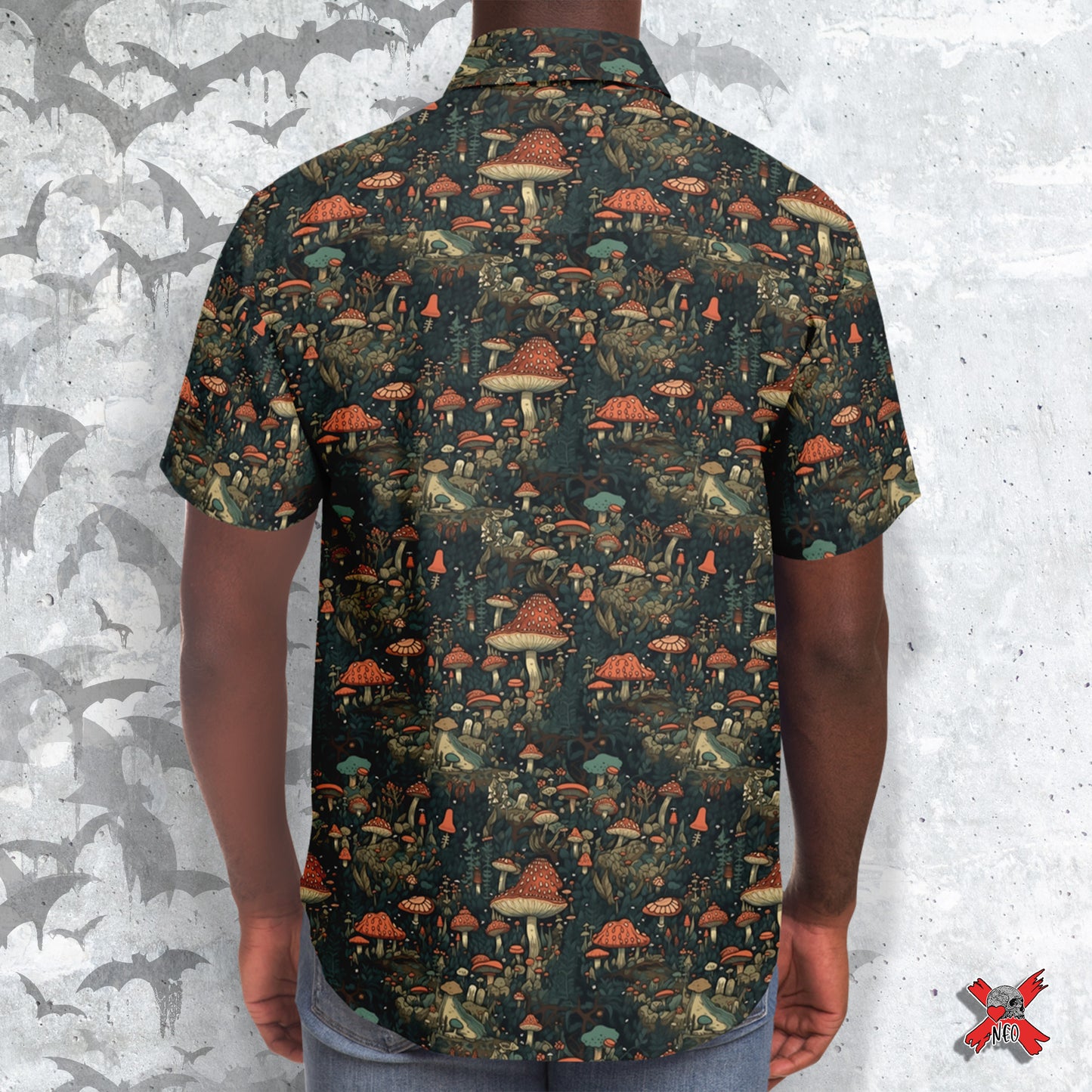 Scandinavian Forest Short Sleeve Button Down-up Shirt