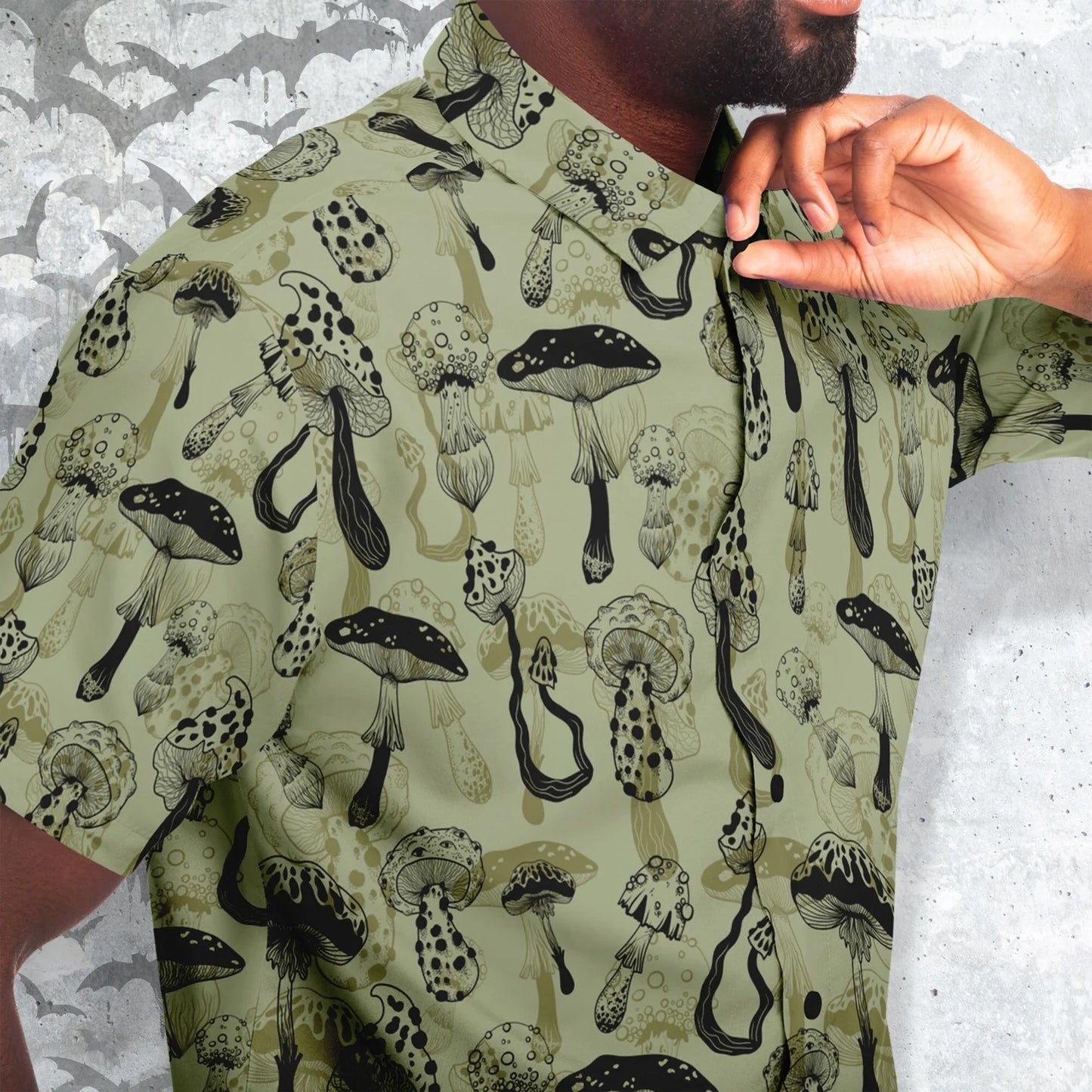 Mushroom Warrior short sleeve button-up shirt