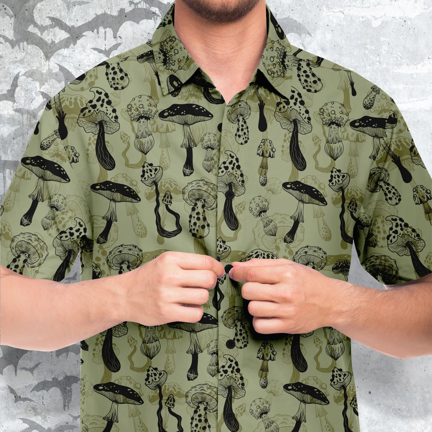 Mushroom Warrior short sleeve button-up shirt