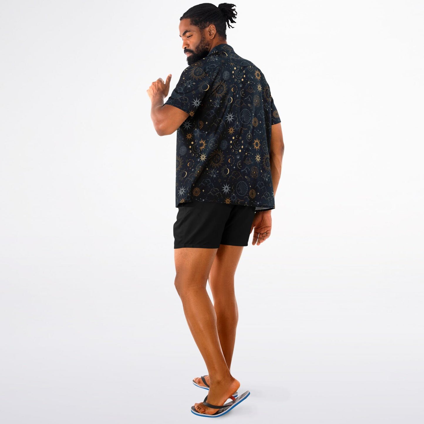 Celestial Short Sleeve Button-Down Comfort Shirt