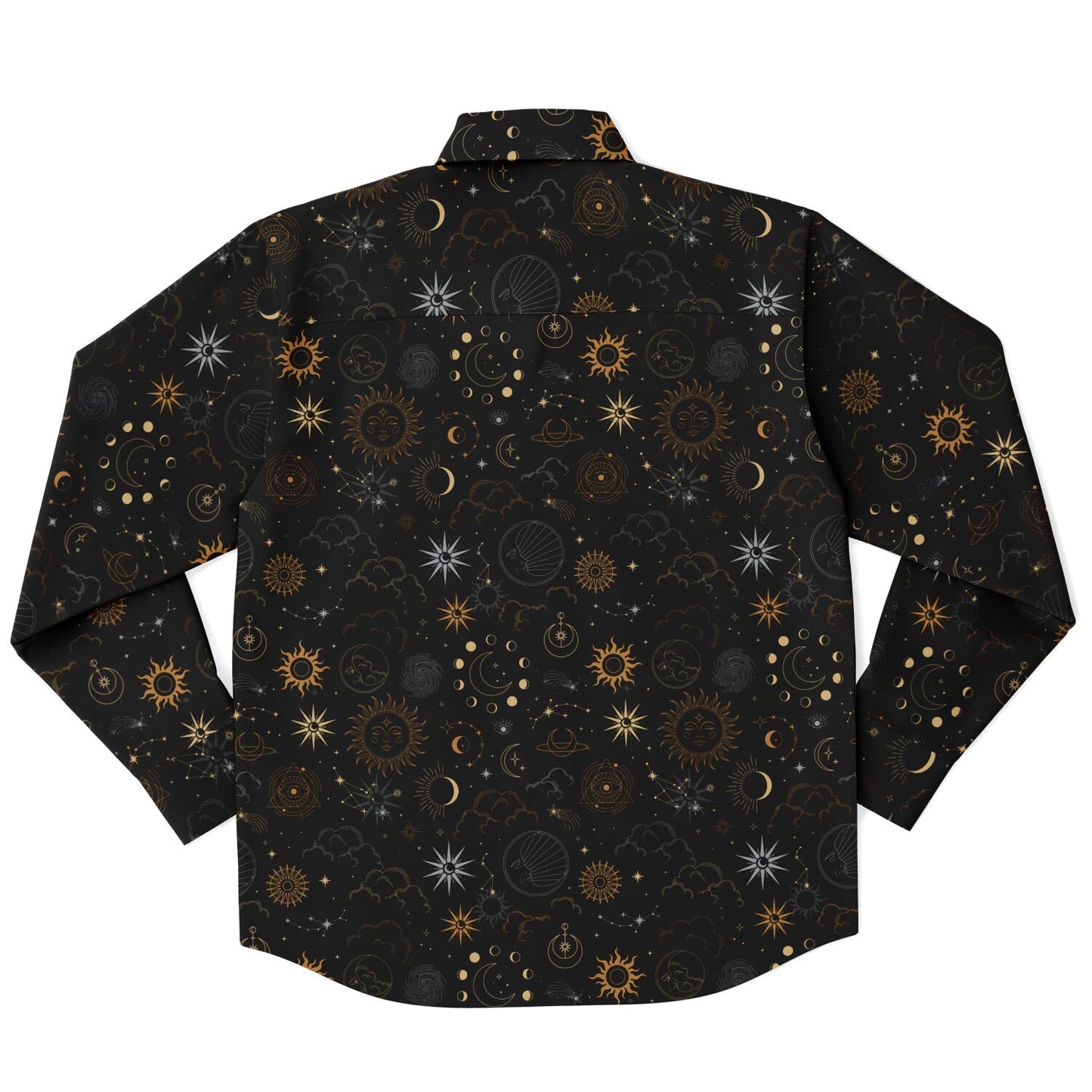 Celestial Black Long Sleeve Button-up Shirt