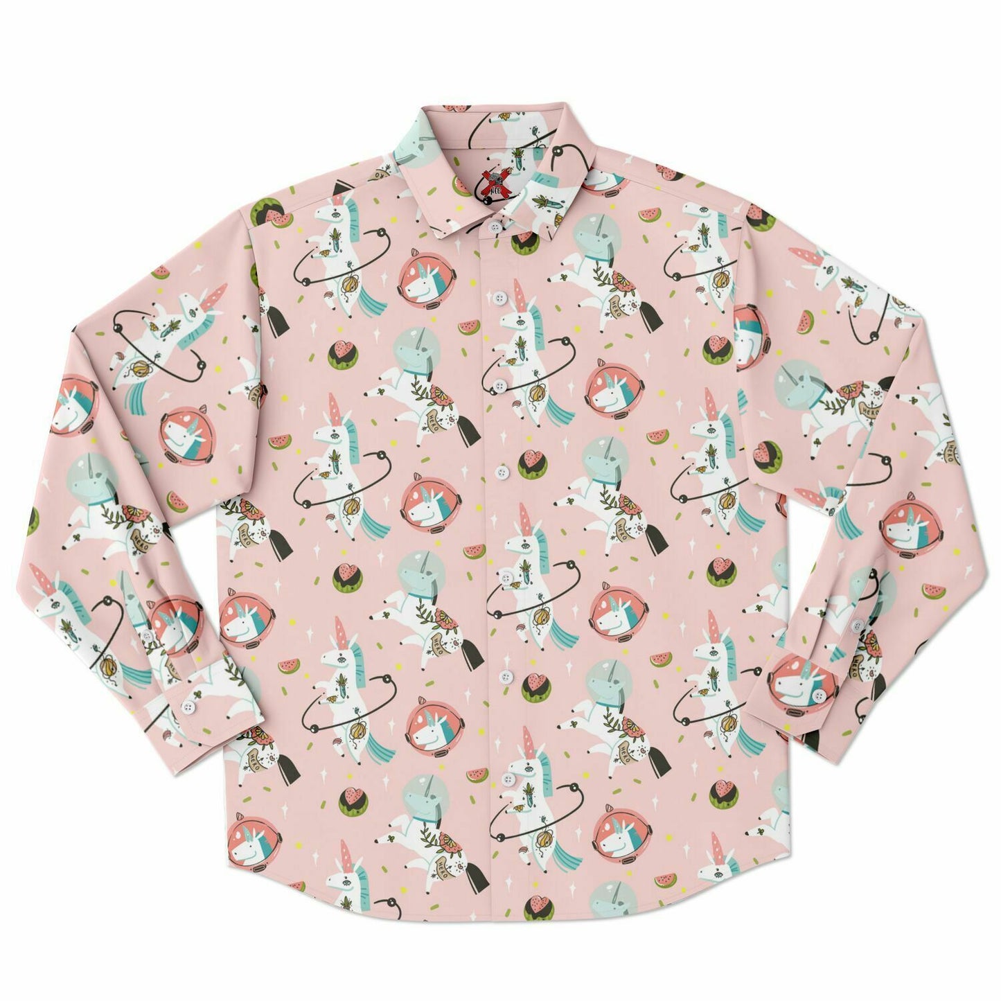 Unicorn Madness Long Sleeve Button-up Shirt - NeoSkull