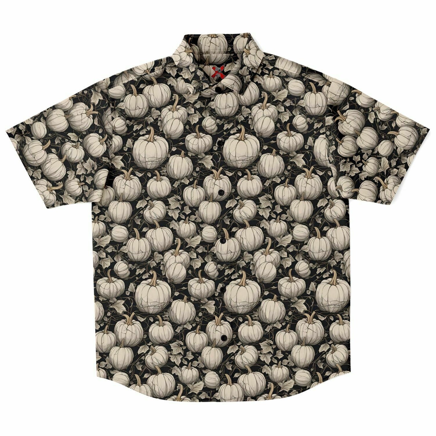 Almond Pumpkin Short Sleeve Button-up Shirt