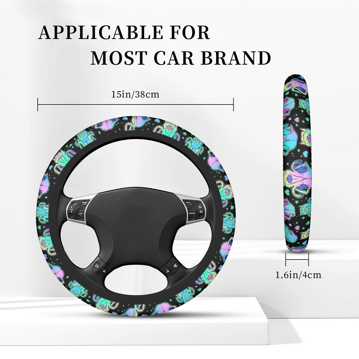Neon Cats Elastic Steering Wheel Cover