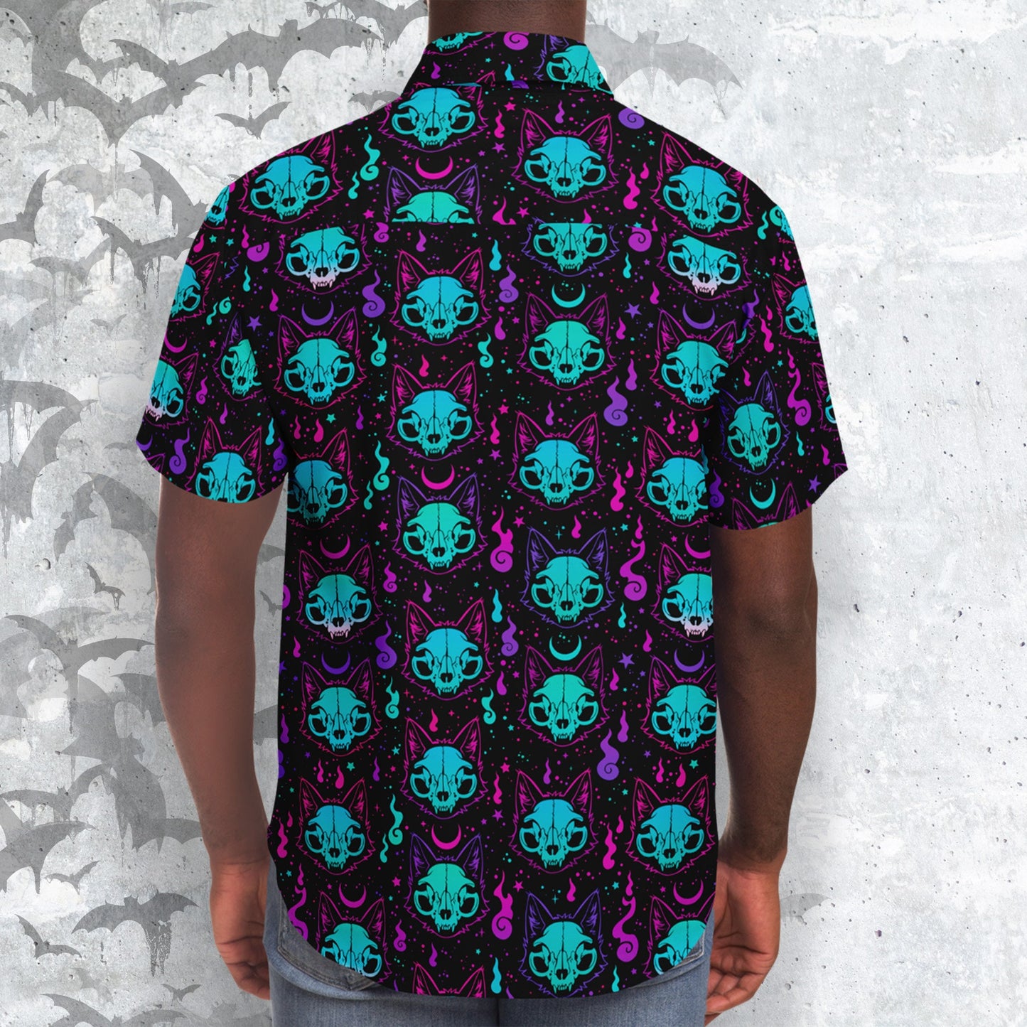 Cat Spirit Short Sleeve Button-up Shirt