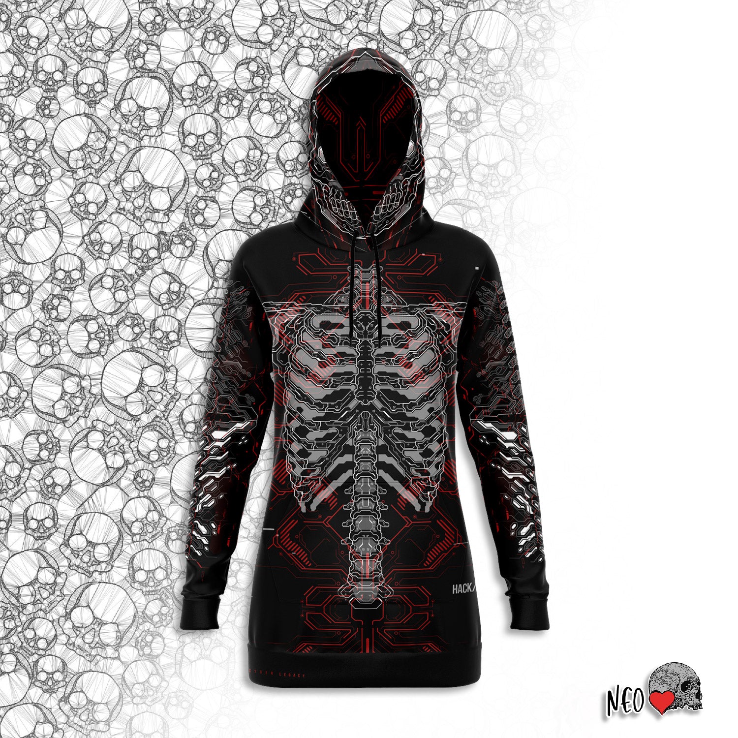 anonymous cyberwear longline hoodie