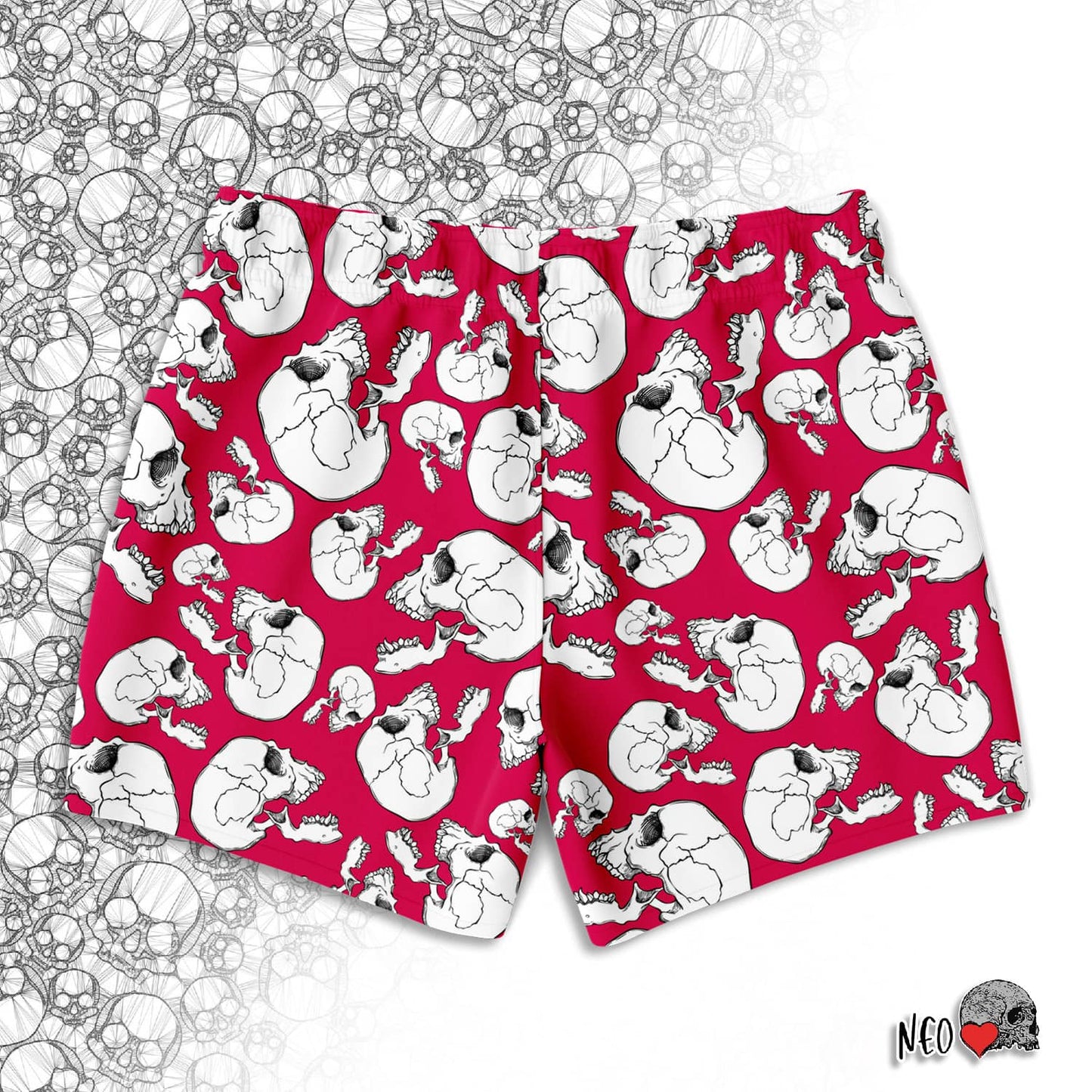 Carmine Skull Swim Trunks - NeoSkull