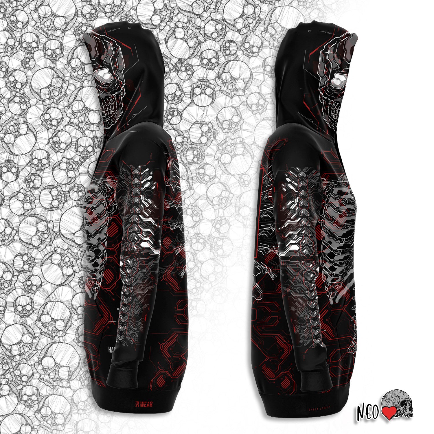 Anonymous Cyberwear Longline Hoodie - NeoSkull