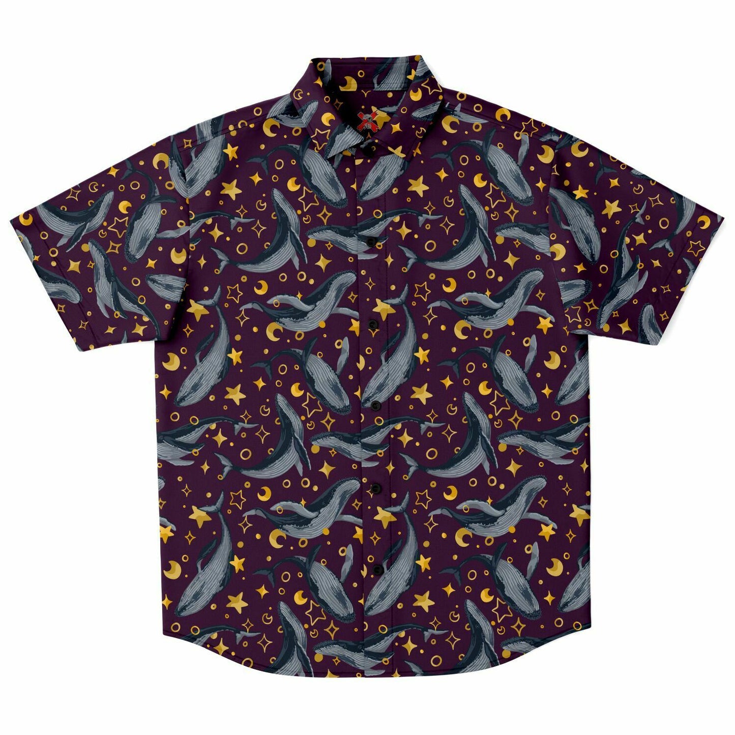 Star Whales short sleeve button-up shirt