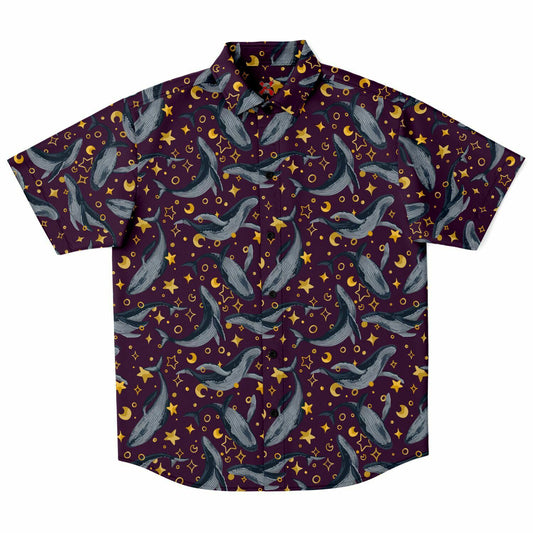 Star Whales short sleeve button-up shirt