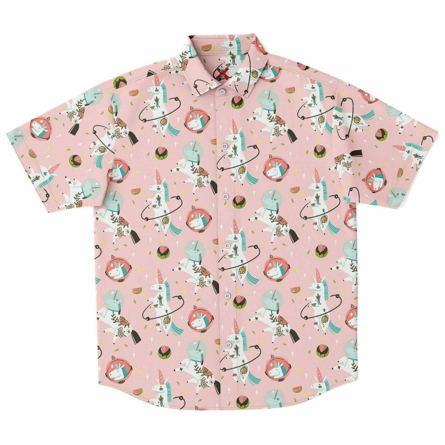 Unicorn short sleeve button-up shirt
