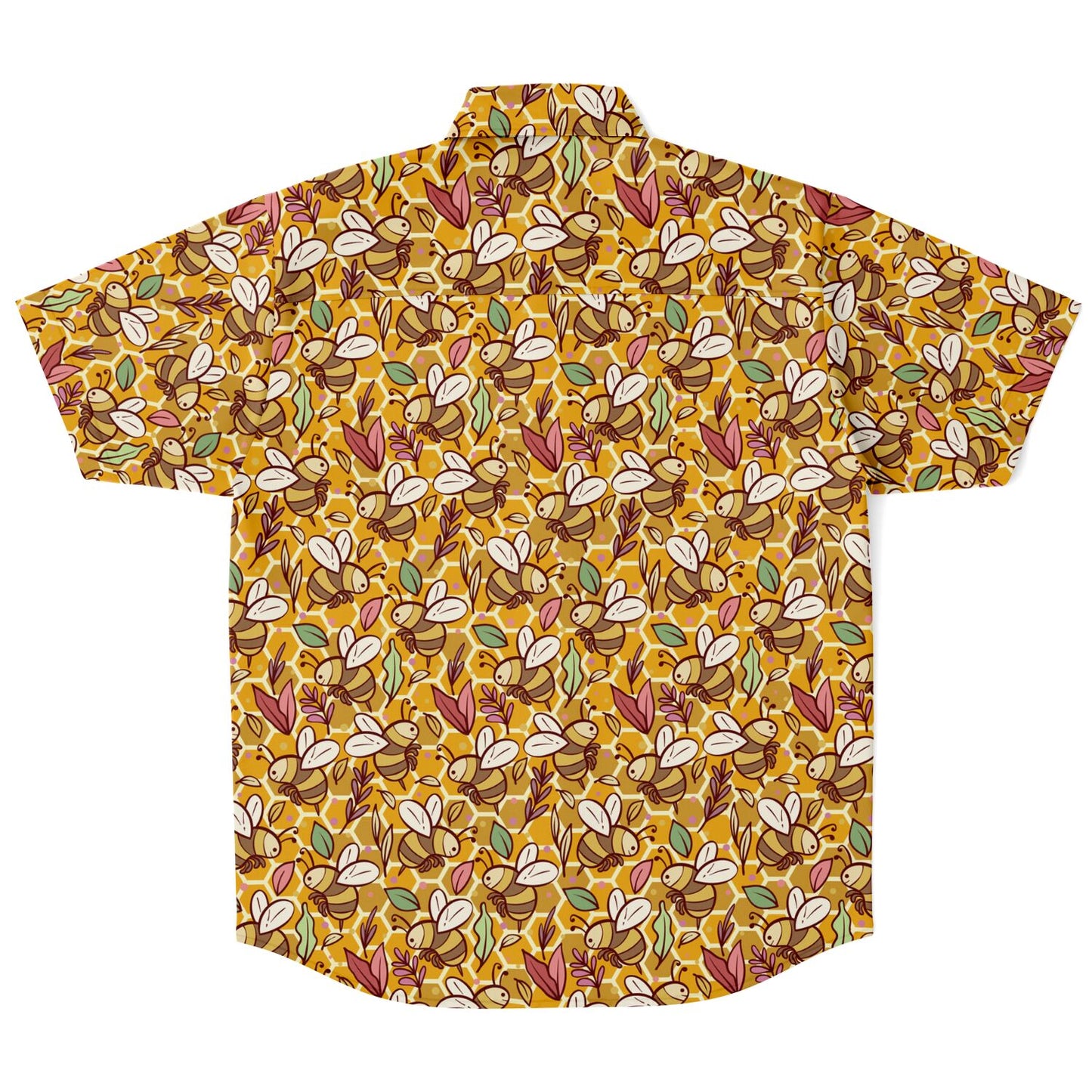 Bees Short Sleeve Button Down-up Shirt