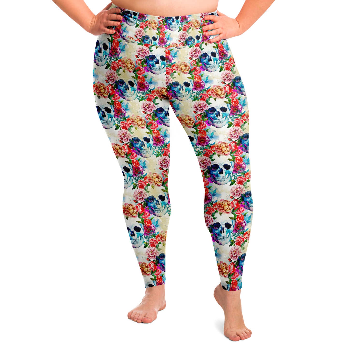 Peonies and Skulls Legging Plus Size - NeoSkull