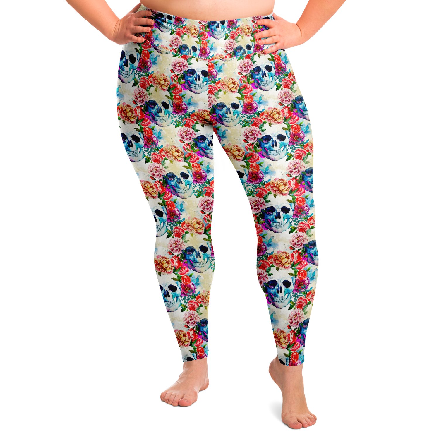 Peonies and Skulls Legging Plus Size - NeoSkull