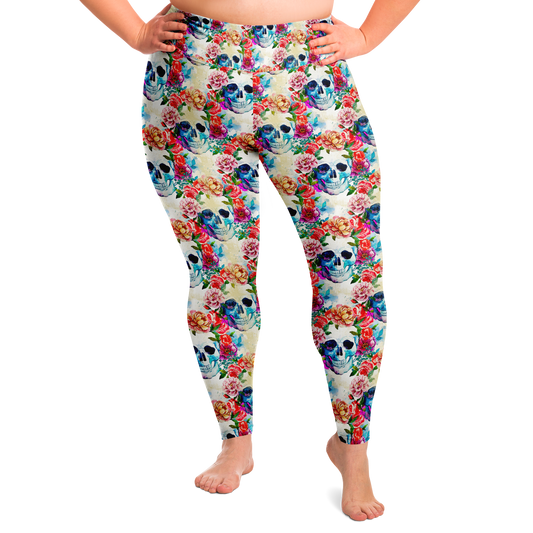 Peonies and Skulls Legging Plus Size - NeoSkull
