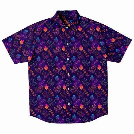 Colorful coral Short Sleeve Button-up Shirt