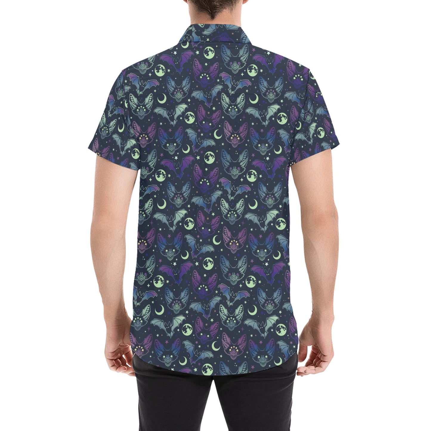 Creepy Bats Short Sleeve Button-down Shirt