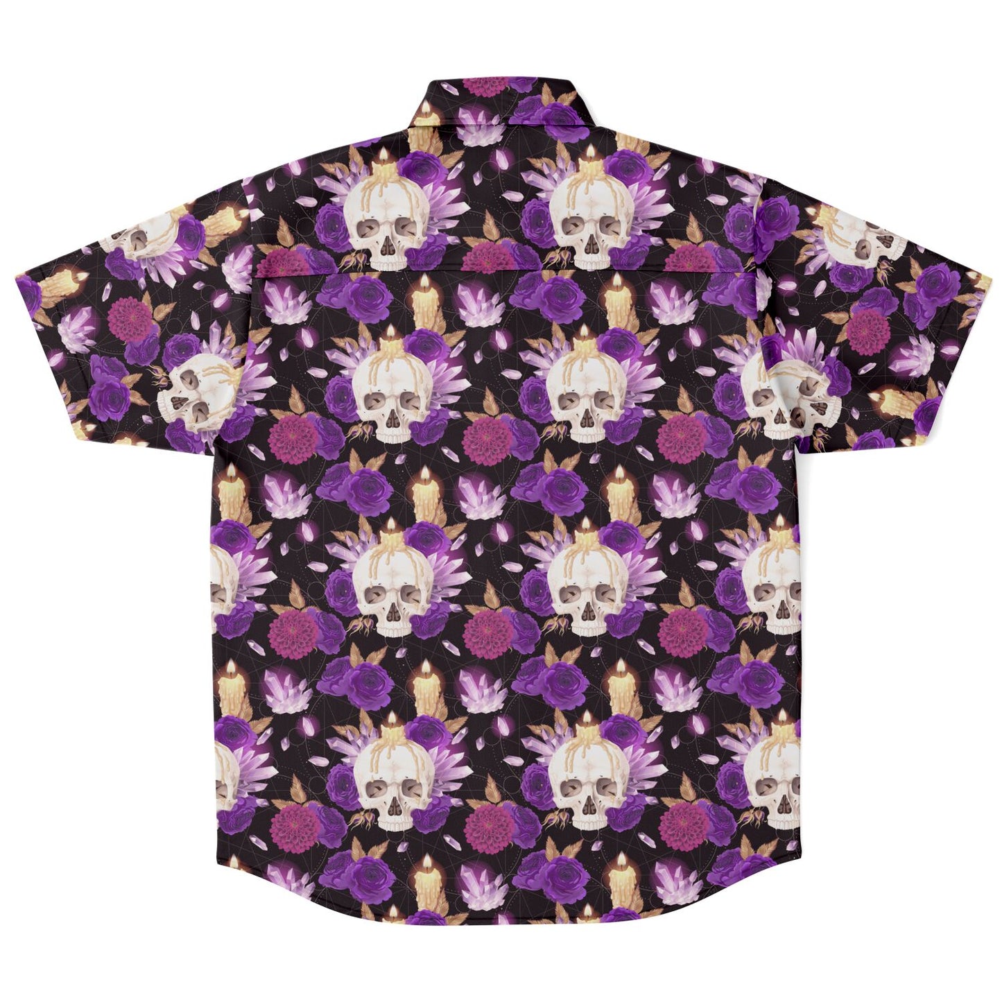 Crystals and roses short sleeve button-up shirt