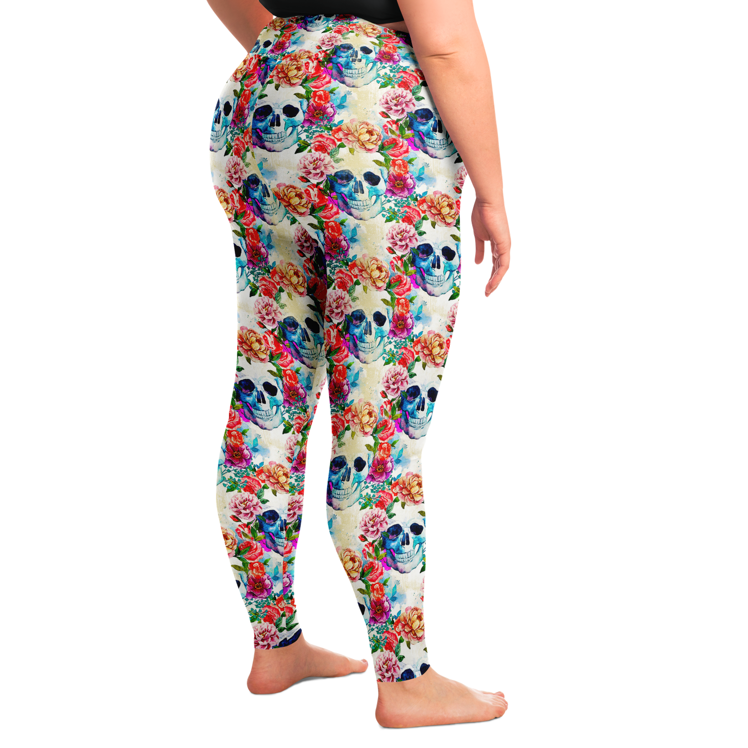 Peonies and Skulls Legging Plus Size - NeoSkull