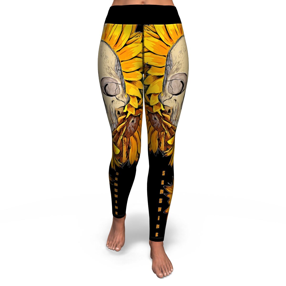 Sunflowers Skull Sunshine Yoga Leggings - NeoSkull