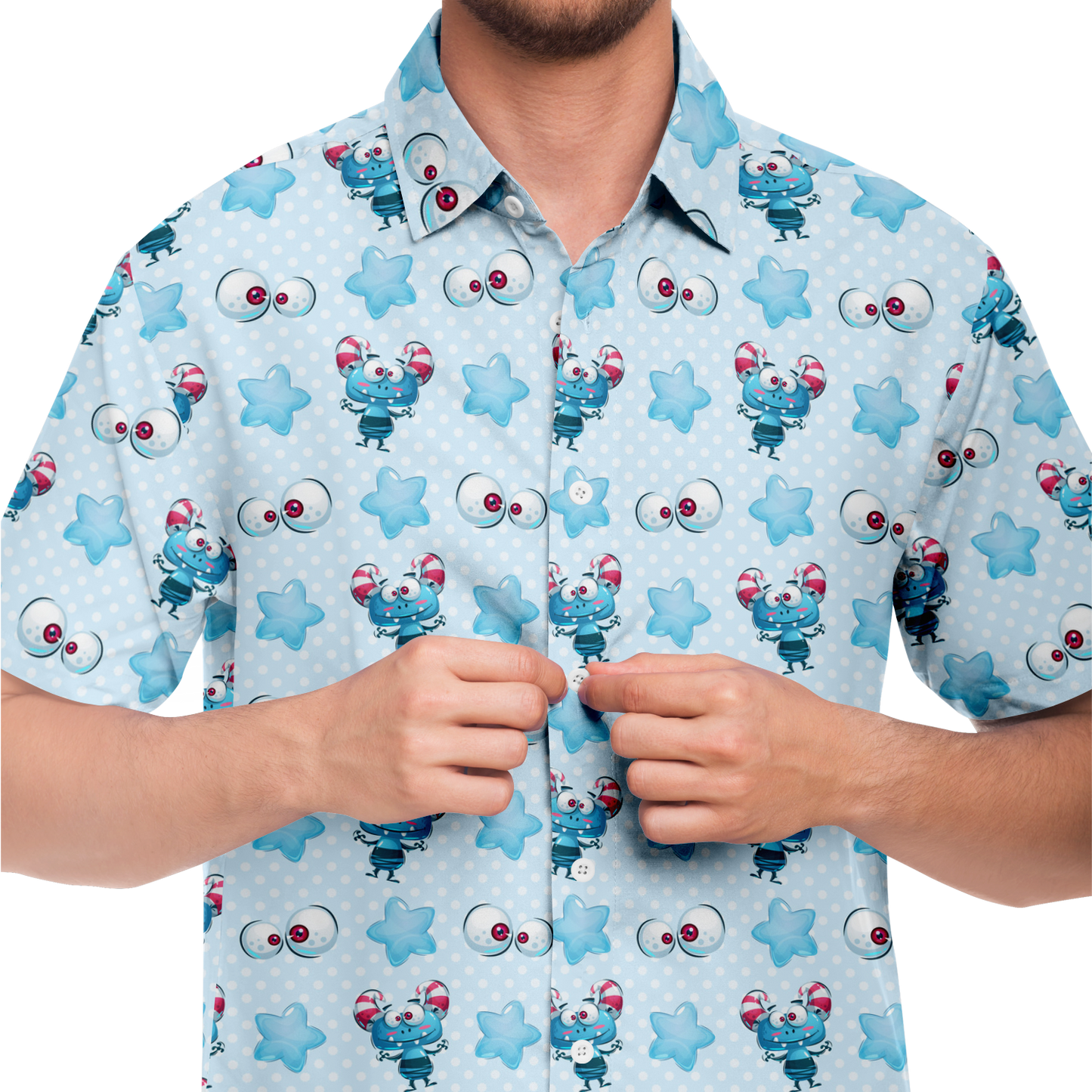 Little Monster short sleeve button down shirt