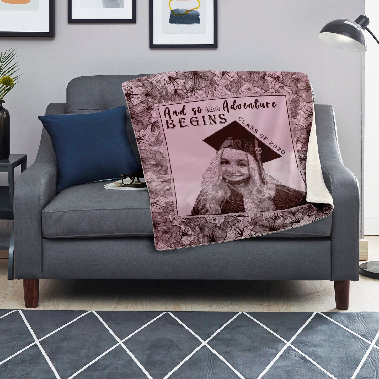 Geometric Art Custom Photo Sherpa Fleece Blanket - NeoSkull