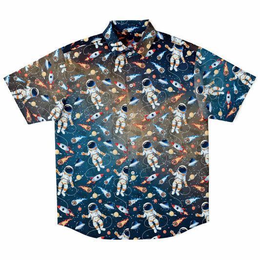 Space Adventure short sleeve button-up shirt